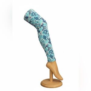 OS Abstract Patterned Leggings - Blue with Pink Accents